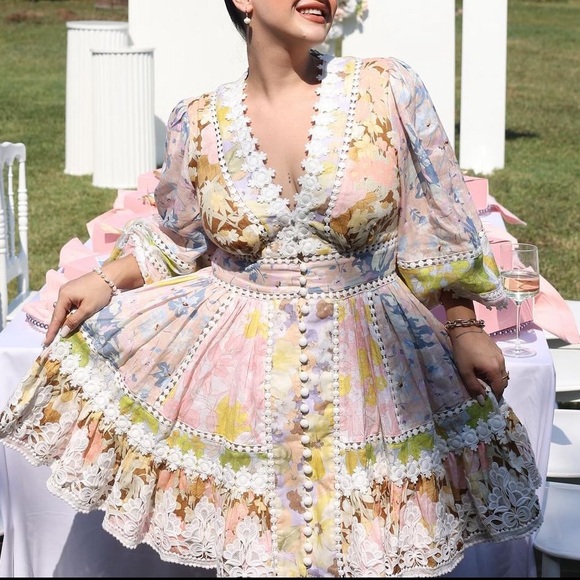 Zimmermann★ジマーマン ポップラップミニドレス Zimmermann Pop lace-trimmed linen minidress Zimmermann